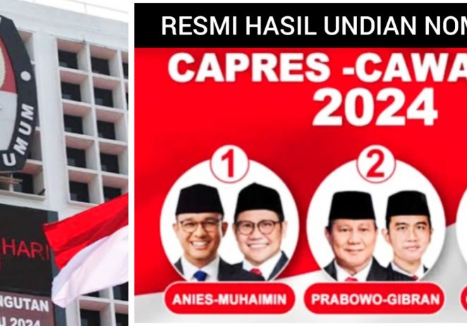 Resmi, KPU Umumkan Nomor Urut Capres dan Cawapres 2024