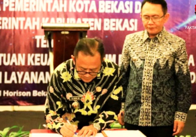 Pj. Wali Kota Bekasi dan Pj. Bupati Bekasi ‘Tandatangani’ Perjanjian Bantuan Keuangan Umum dan Pemisahan Aset