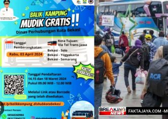 Kabar Gembira Untuk Warga Bekasi, Mudik Gratis ke Solo, Semarang dan Yogjakarta