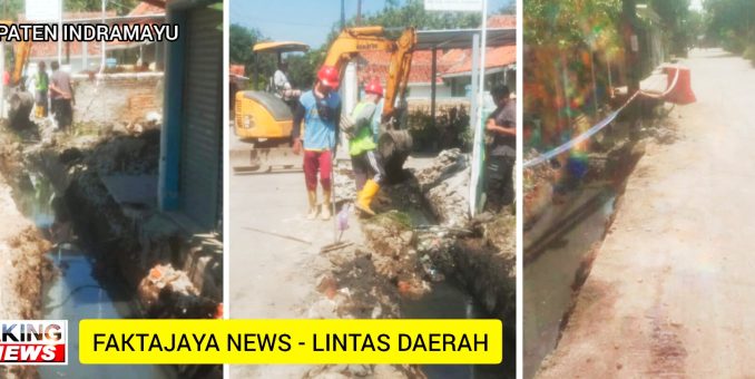 Drainase Badan Jalan di Lingkungan Desa Sindang Indramayu Mulai Diperbaiki