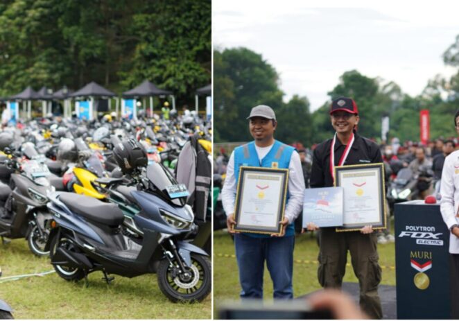 Sebanyak 500 Motor Listtik Politron Catat ‘Rekor Muri’, Pengisian Daya Serentak di Jatinangor