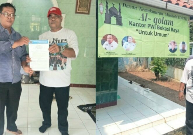 Kabid Kesra PWI Bekasi Raya Serahkan SK DKM Al Qolam Secara Simbolis